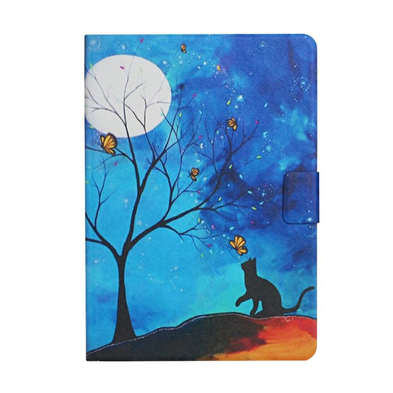 Flip Case Leren iPad Pro 10.5" Donkerblauw Geel Boom Met De Maan En De Zon