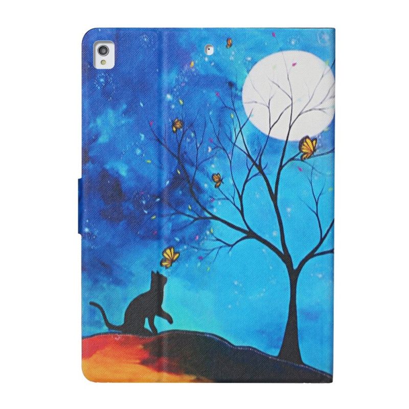 Flip Case Leren iPad Pro 10.5" Donkerblauw Geel Boom Met De Maan En De Zon