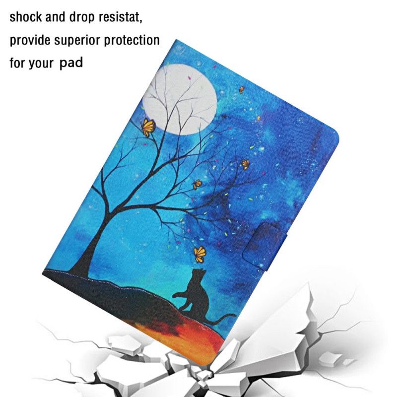 Flip Case Leren iPad Pro 10.5" Donkerblauw Geel Boom Met De Maan En De Zon