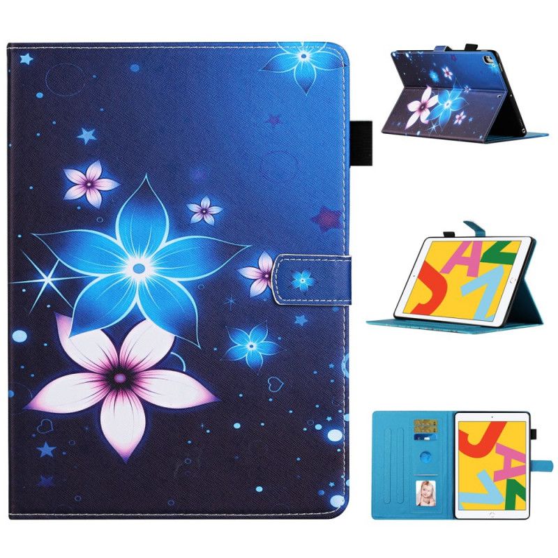 Leren Hoesje iPad Pro 10.5" Lichtblauw Donkerblauw Telefoonhoesje Bloemen