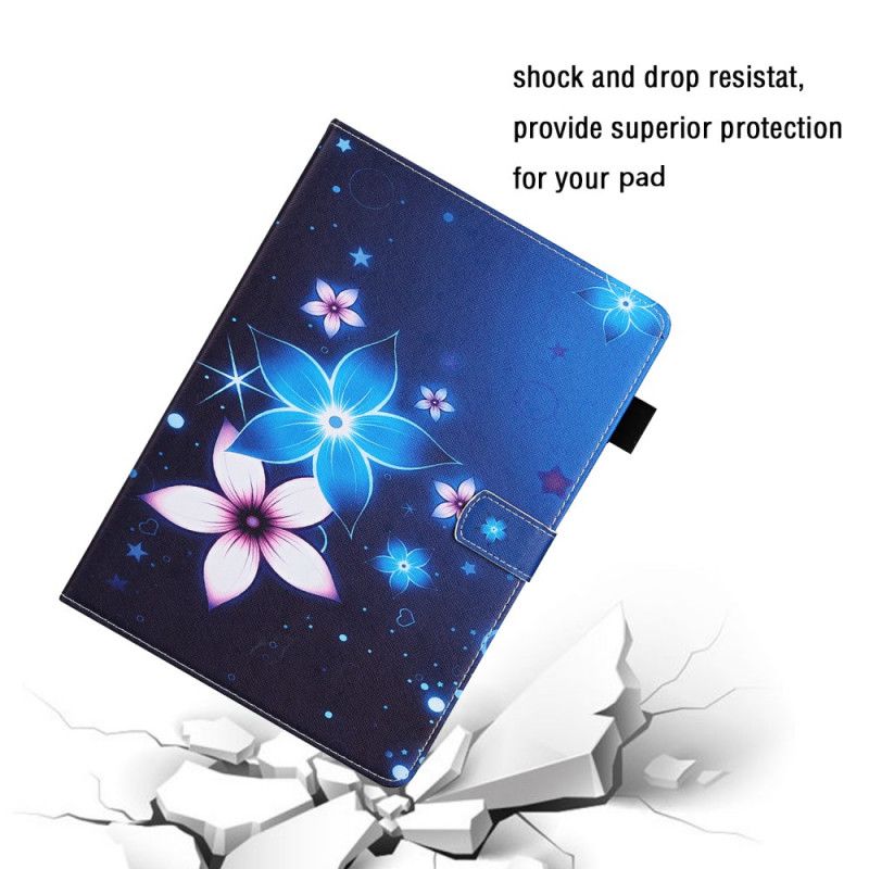 Leren Hoesje iPad Pro 10.5" Lichtblauw Donkerblauw Telefoonhoesje Bloemen