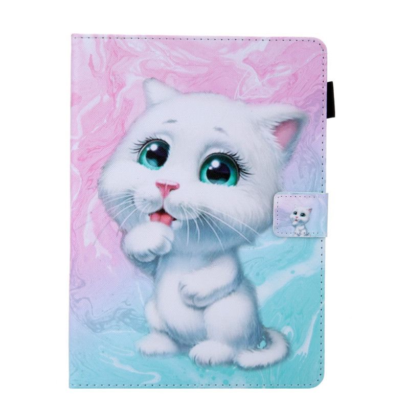 Leren Hoesje iPad Pro 10.5" Lichtblauw Roze Marmeren Kitten