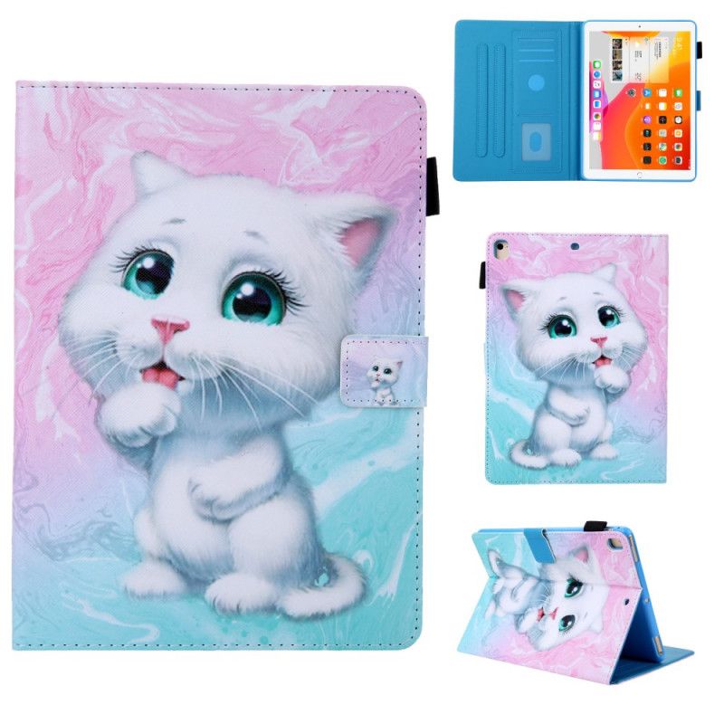 Leren Hoesje iPad Pro 10.5" Lichtblauw Roze Marmeren Kitten