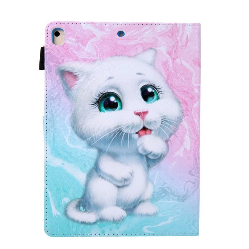 Leren Hoesje iPad Pro 10.5" Lichtblauw Roze Marmeren Kitten