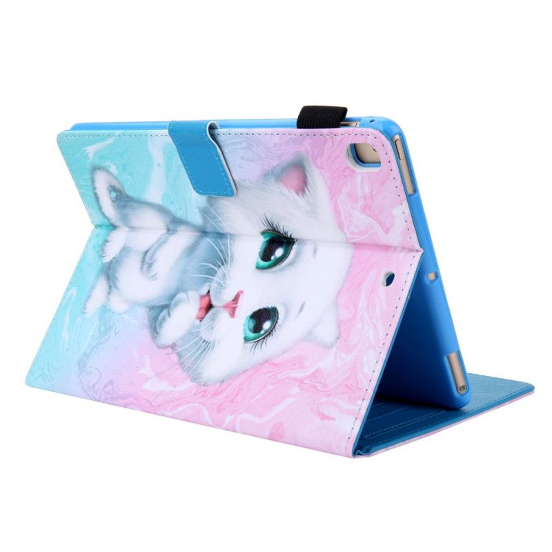 Leren Hoesje iPad Pro 10.5" Lichtblauw Roze Marmeren Kitten