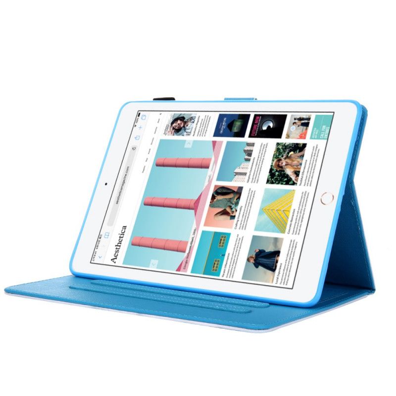 Leren Hoesje iPad Pro 10.5" Lichtblauw Roze Marmeren Kitten