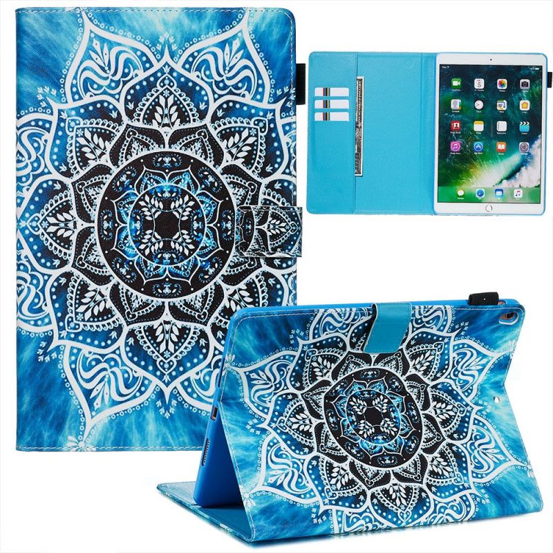 Leren Hoesje iPad Pro 10.5" Lichtblauw Zwart Telefoonhoesje Bloemen