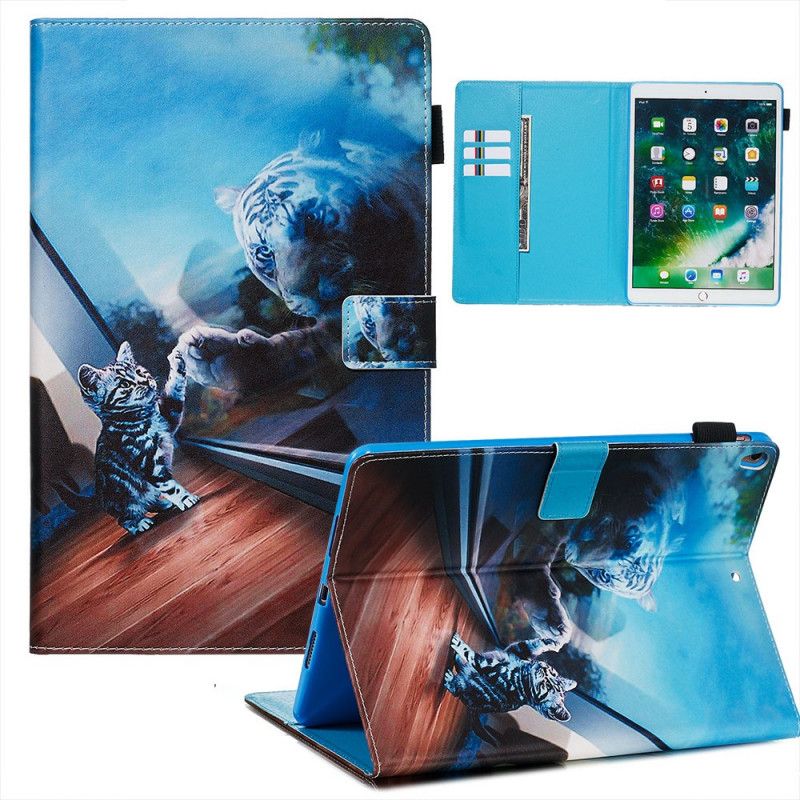 Leren Hoesje voor iPad Pro 10.5" Lichtblauw Grijs Tijger