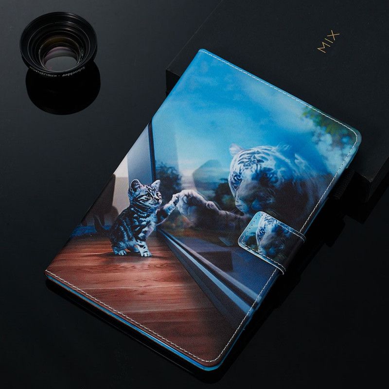 Leren Hoesje voor iPad Pro 10.5" Lichtblauw Grijs Tijger