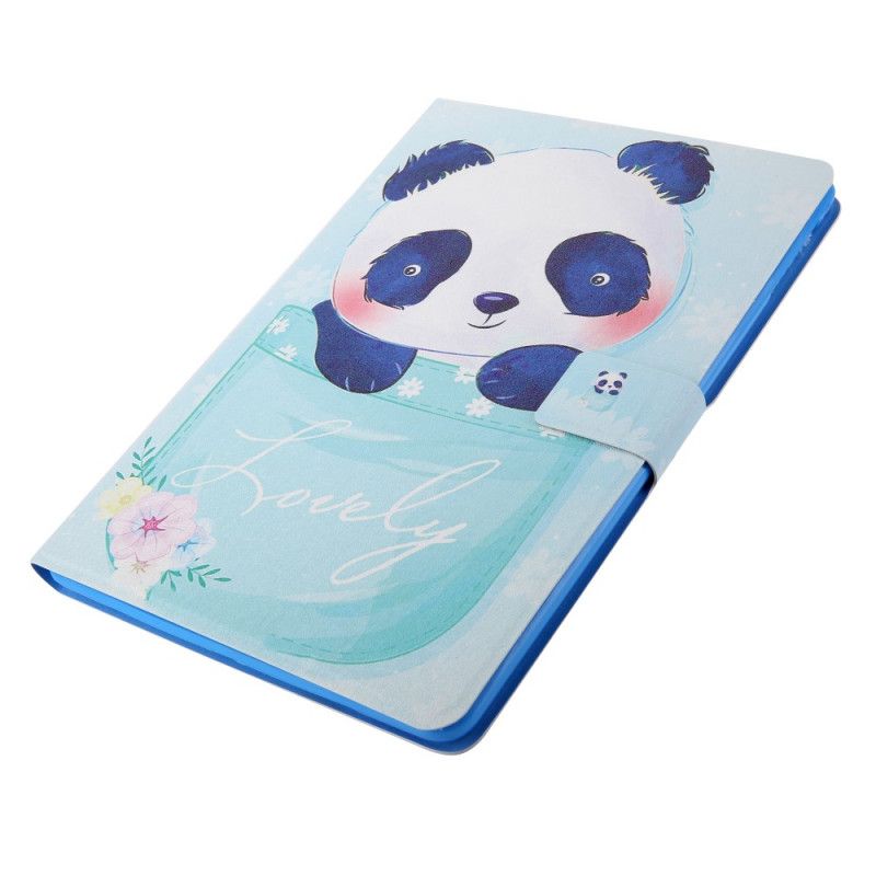 Leren Hoesje voor iPad Pro 10.5" Lichtblauw Groen Panda