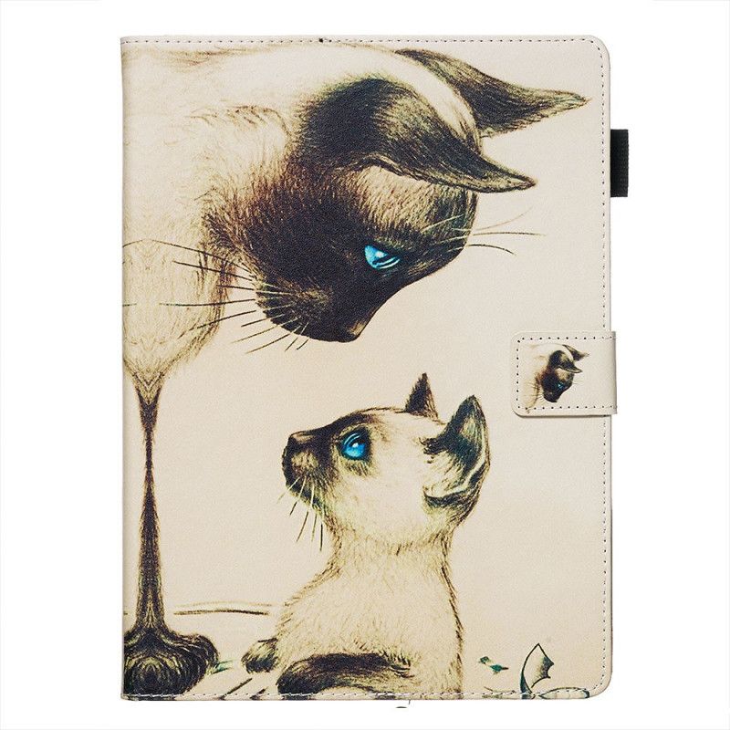 Leren Hoesje voor iPad Pro 10.5" Marineblauw Beige Katten