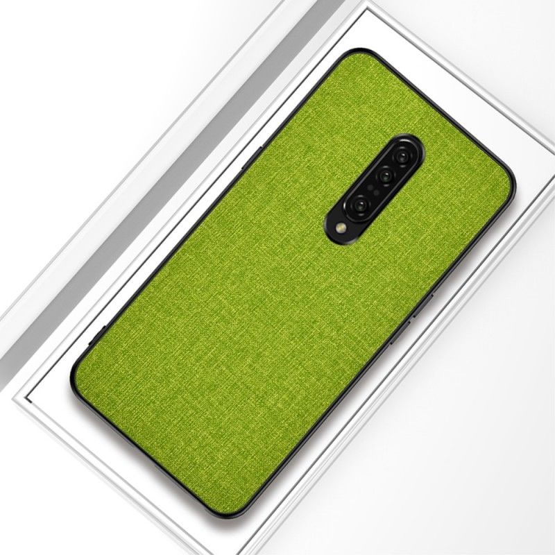 Case Hoesje OnePlus 7 Pro Grijs Zwart Telefoonhoesje Stof Textuur