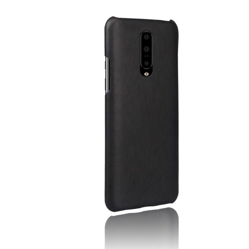 Cover Hoesje OnePlus 7 Pro Grijs Zwart Telefoonhoesje Ksq Leereffect