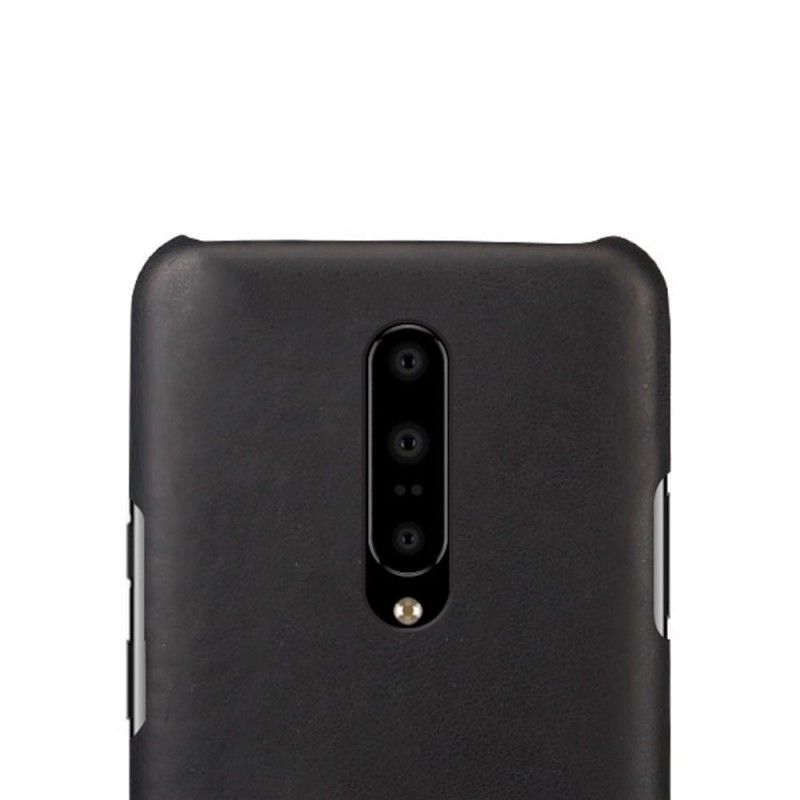 Cover Hoesje OnePlus 7 Pro Grijs Zwart Telefoonhoesje Ksq Leereffect