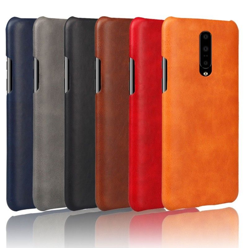 Cover Hoesje OnePlus 7 Pro Grijs Zwart Telefoonhoesje Ksq Leereffect