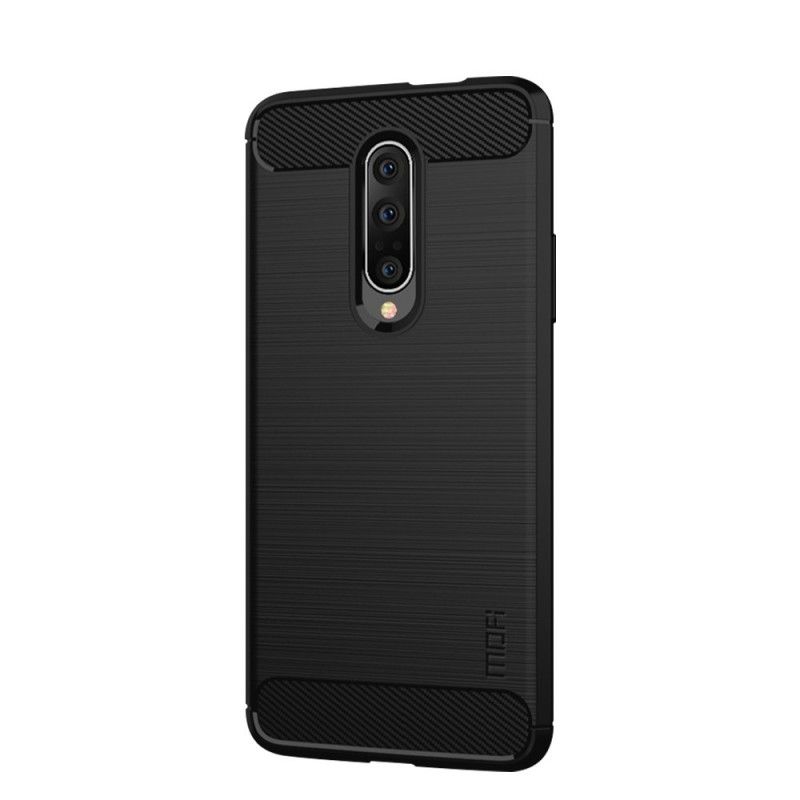 Cover Hoesje OnePlus 7 Pro Grijs Zwart Telefoonhoesje Mofi Geborstelde Koolstofvezel