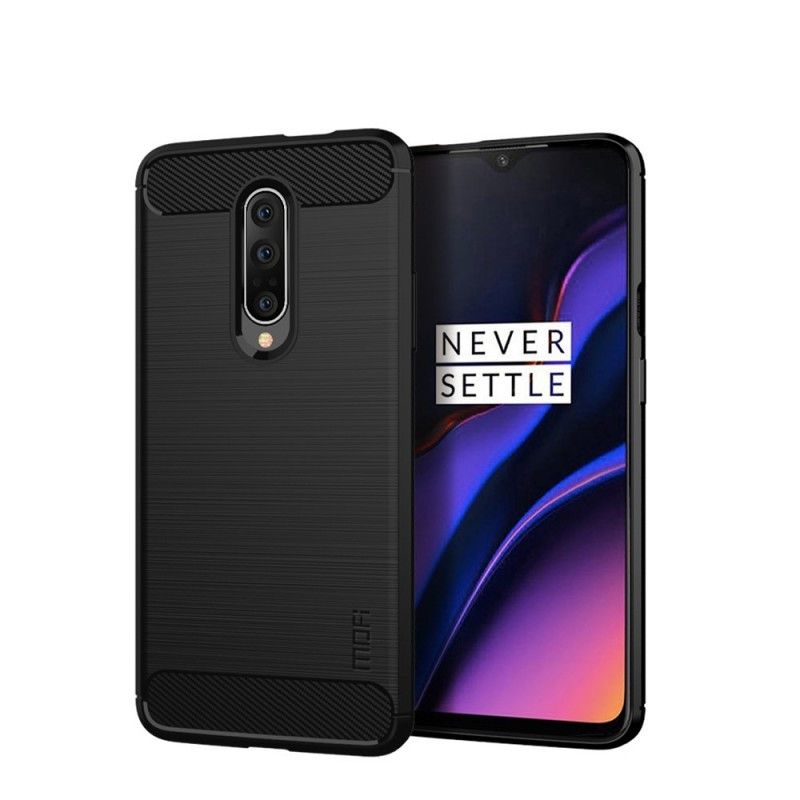 Cover Hoesje OnePlus 7 Pro Grijs Zwart Telefoonhoesje Mofi Geborstelde Koolstofvezel