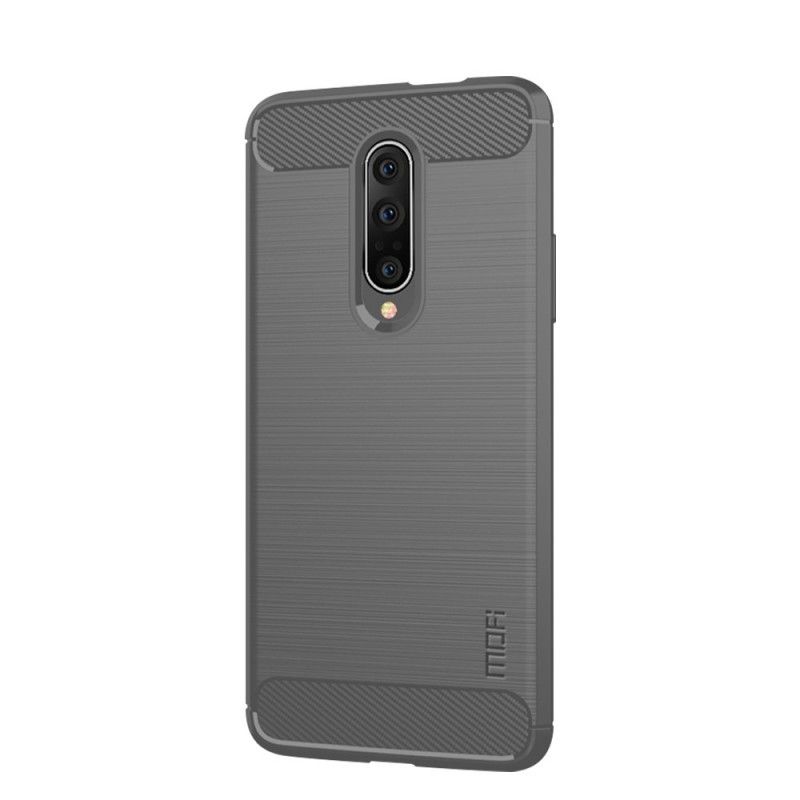 Cover Hoesje OnePlus 7 Pro Grijs Zwart Telefoonhoesje Mofi Geborstelde Koolstofvezel