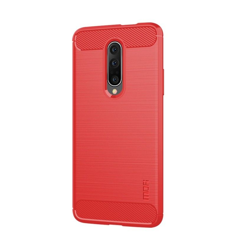 Cover Hoesje OnePlus 7 Pro Grijs Zwart Telefoonhoesje Mofi Geborstelde Koolstofvezel