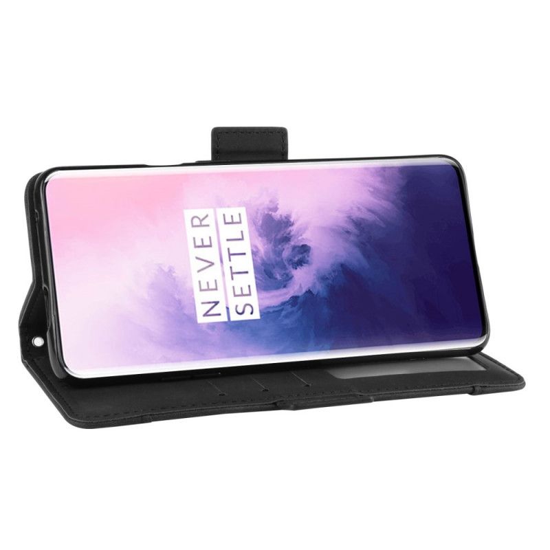 Flip Case Leren OnePlus 7 Pro Rood Zwart Eersteklas Multikaart