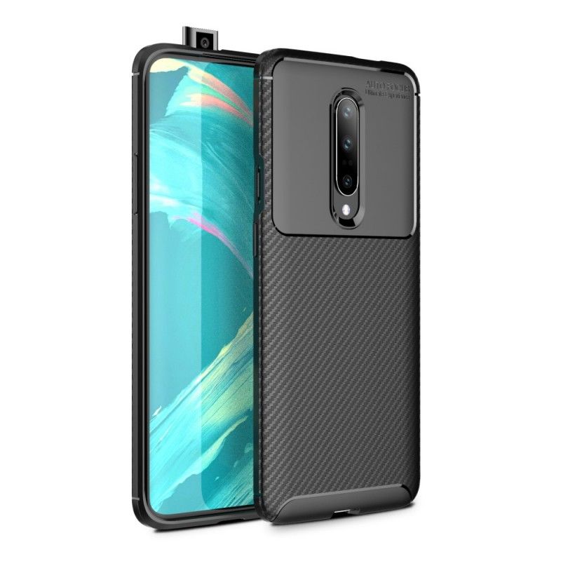 Hoesje OnePlus 7 Pro Donkerblauw Zwart Flexibele Koolstofvezeltextuur