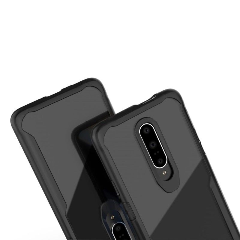 Hoesje OnePlus 7 Pro Rood Zwart Hybride Afgeschuinde Rand