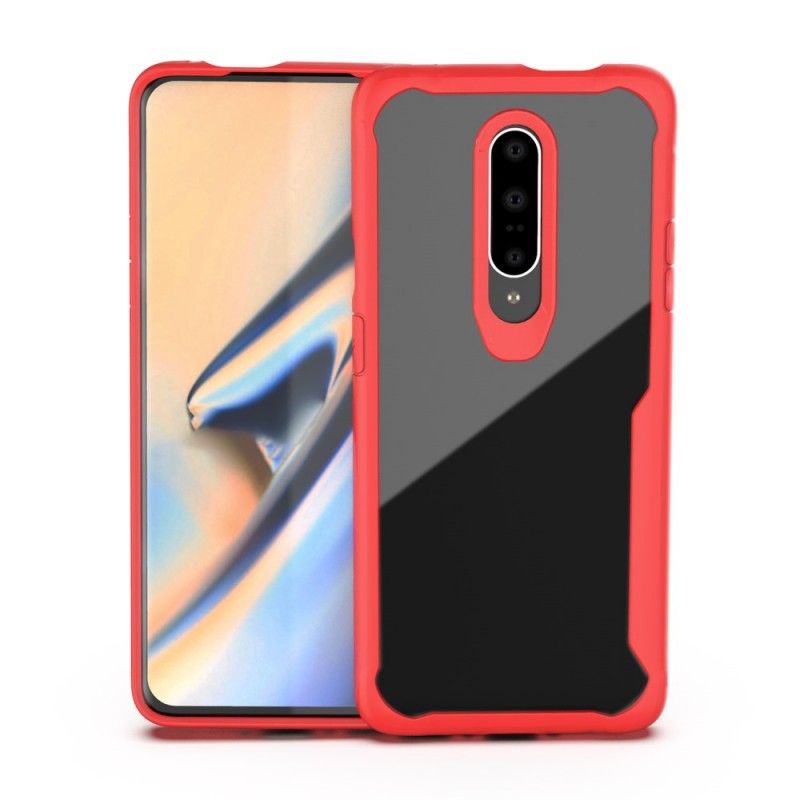 Hoesje OnePlus 7 Pro Rood Zwart Hybride Afgeschuinde Rand