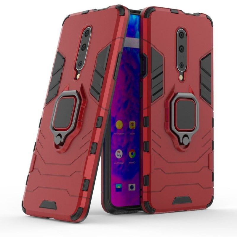 Hoesje OnePlus 7 Pro Rood Zwart Resistente Ring