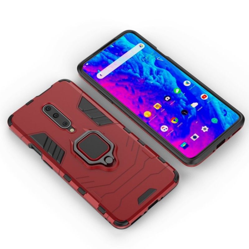 Hoesje OnePlus 7 Pro Rood Zwart Resistente Ring