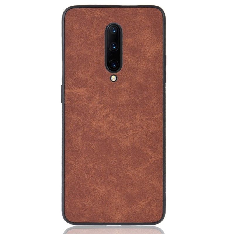 Hoesje voor OnePlus 7 Pro Bruin Zwart Vintage Look Leereffect