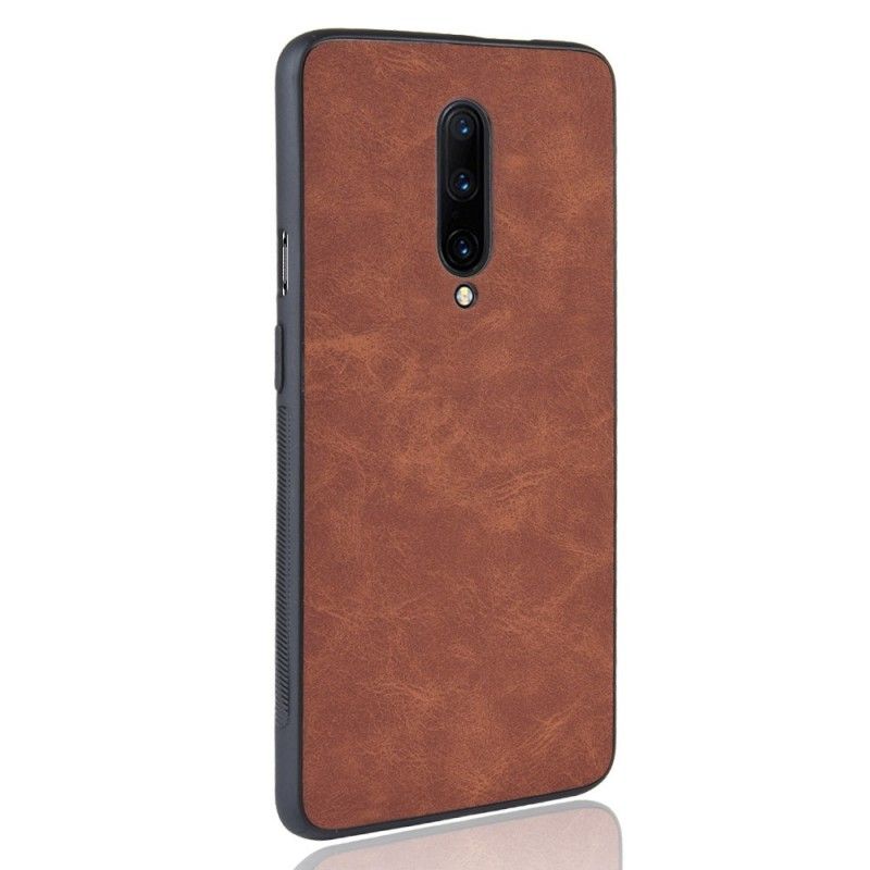 Hoesje voor OnePlus 7 Pro Bruin Zwart Vintage Look Leereffect