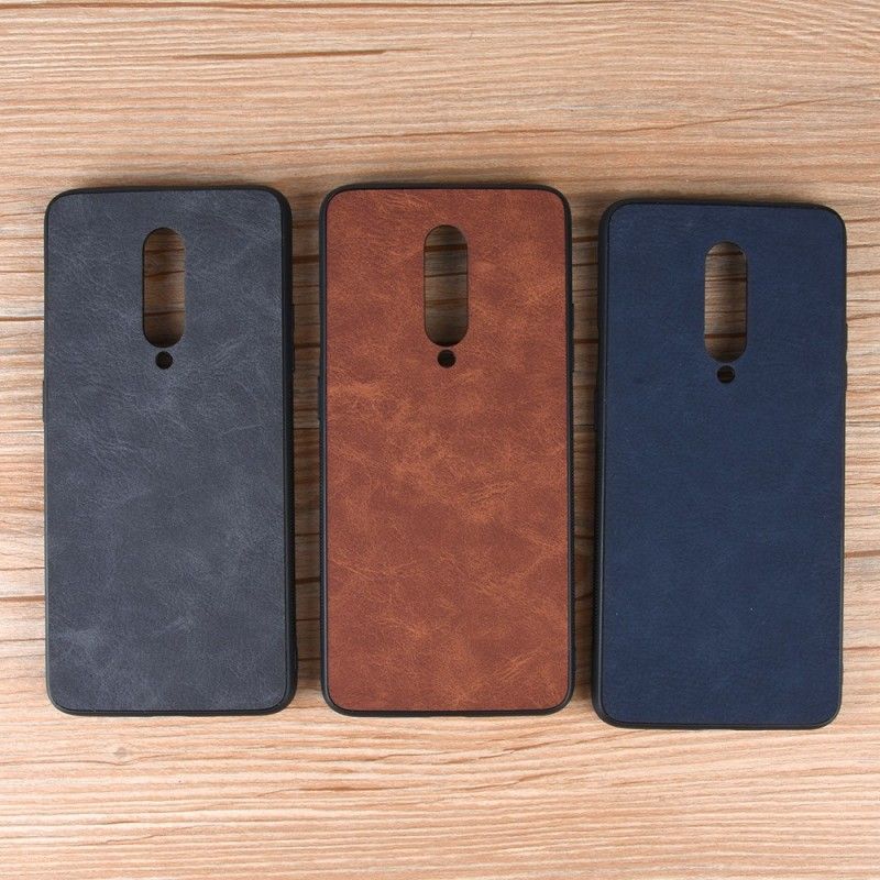 Hoesje voor OnePlus 7 Pro Bruin Zwart Vintage Look Leereffect