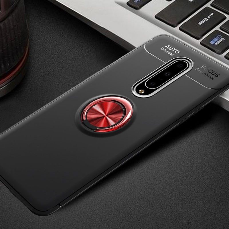 Hoesje voor OnePlus 7 Pro Rood Zwart Roterende Ring