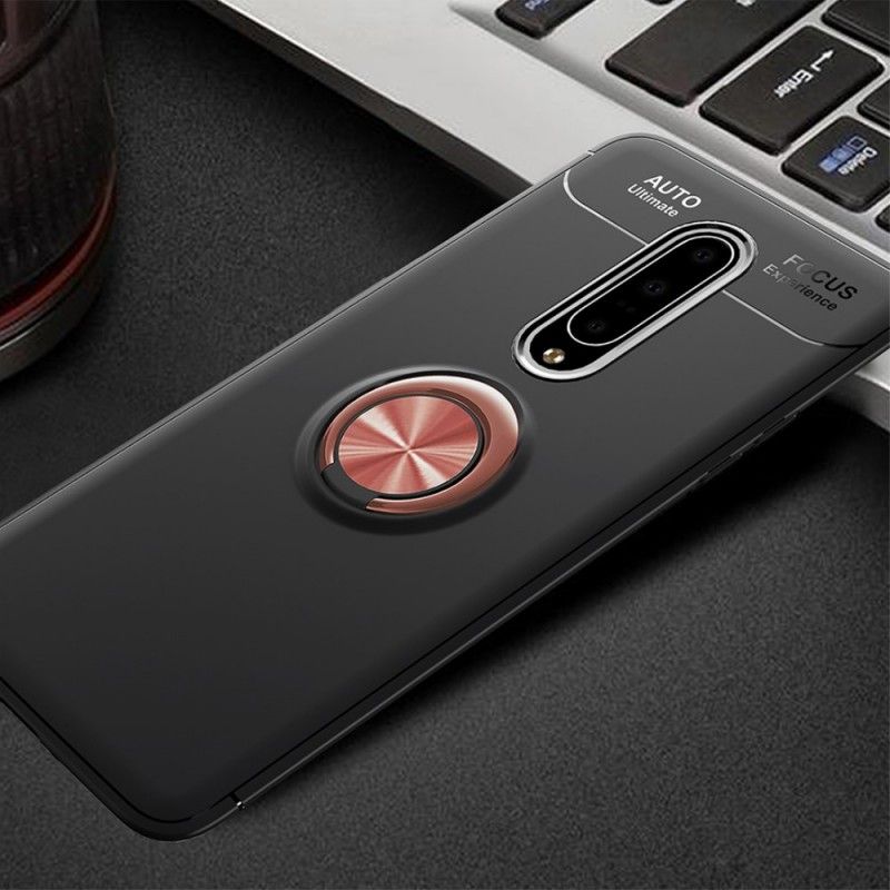 Hoesje voor OnePlus 7 Pro Rood Zwart Roterende Ring