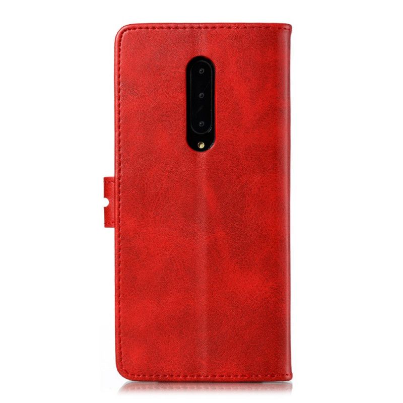 Leren Hoesje OnePlus 7 Pro Geel Rood Kitten