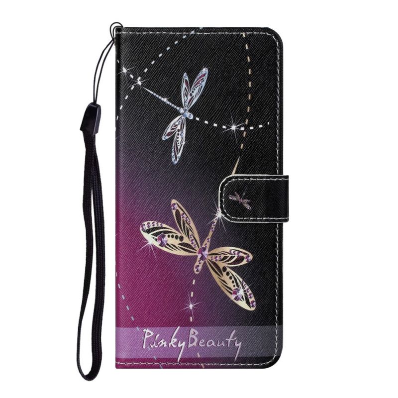 Bescherming Hoesje Honor 10X Lite Telefoonhoesje Libellen Met String