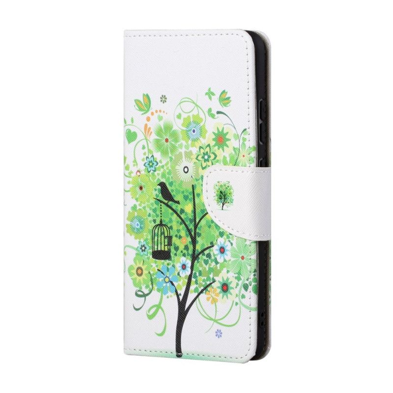 Flip Case Leren Honor 10X Lite Groen Bloeiende Boom