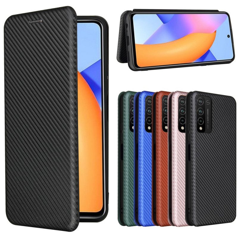 Folio-hoesje Honor 10X Lite Oranje Zwart Telefoonhoesje Koolstofvezel