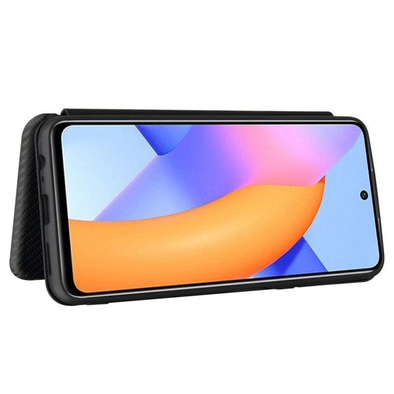 Folio-hoesje Honor 10X Lite Oranje Zwart Telefoonhoesje Koolstofvezel