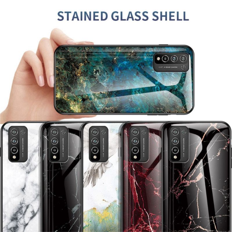 Hoesje Honor 10X Lite Wit Zwart Premium Kleur Gehard Glas