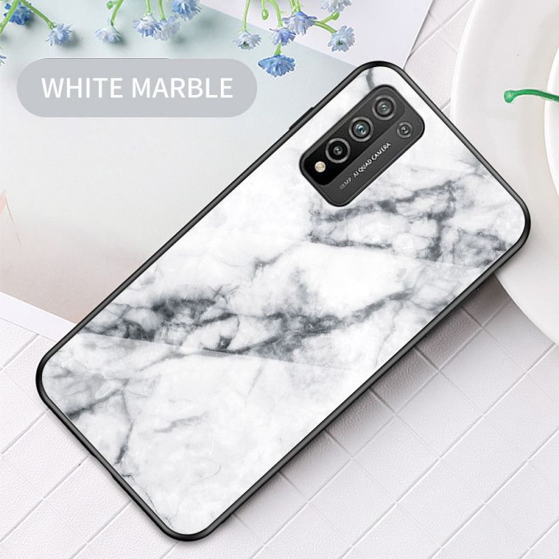 Hoesje Honor 10X Lite Wit Zwart Premium Kleur Gehard Glas