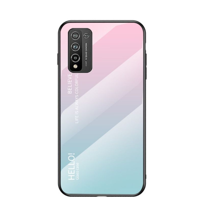 Hoesje voor Honor 10X Lite Wit Zwart Hallo Gehard Glas