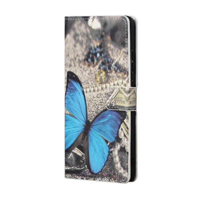 Leren Hoesje Honor 10X Lite Paars Grijs Vlinders