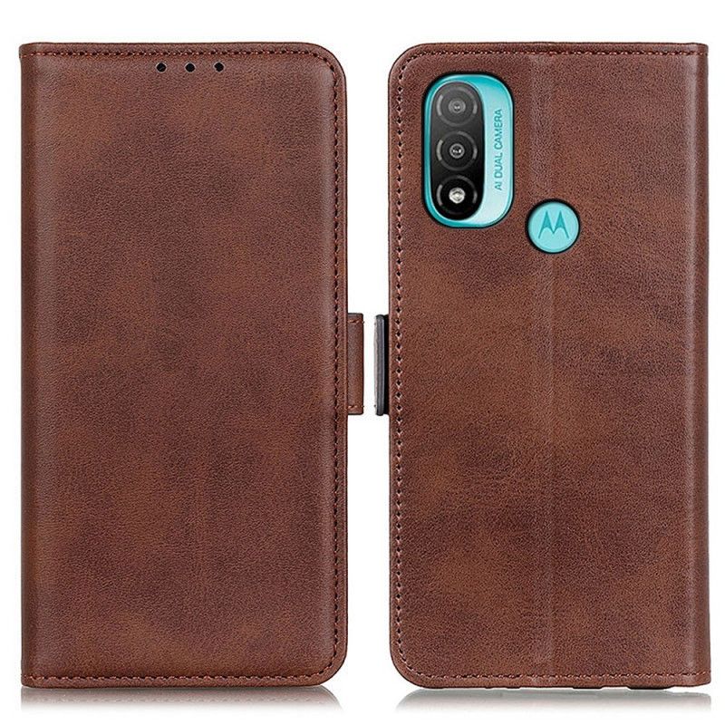 Flip Case Leren Moto E20 / E30 / E40 Dubbele Sluiting