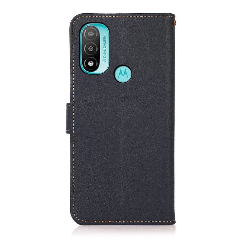 Flip Case Leren Moto E20 / E30 / E40 Echt Leer Khazneh Rfid