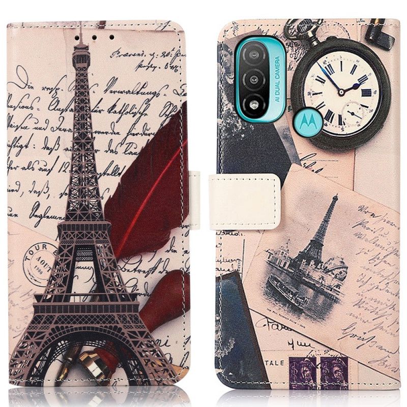 Flip Case Leren Moto E20 / E30 / E40 Eiffeltoren Van De Dichter