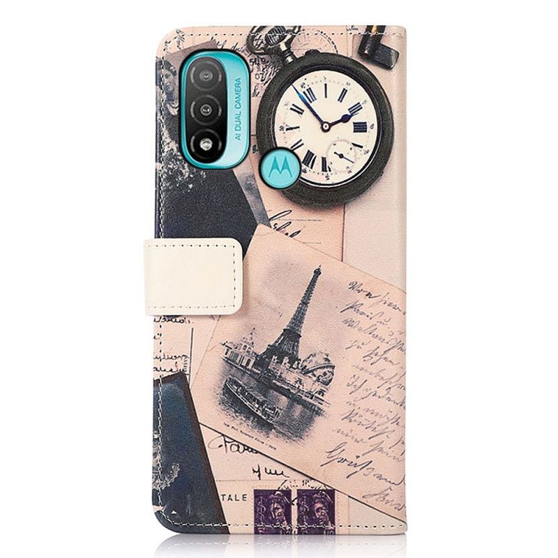 Flip Case Leren Moto E20 / E30 / E40 Eiffeltoren Van De Dichter