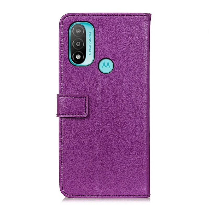 Flip Case Leren Moto E20 / E30 / E40 Lychee-textuur