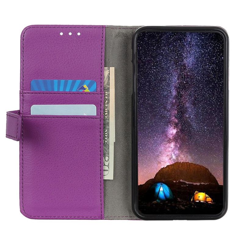 Flip Case Leren Moto E20 / E30 / E40 Lychee-textuur