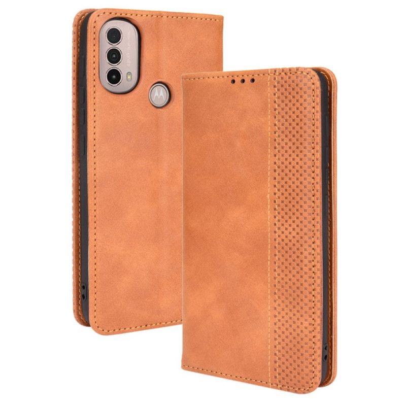 Folio-hoesje Moto E20 / E30 / E40 Gestileerd Vintage Leereffect Bescherming Hoesje